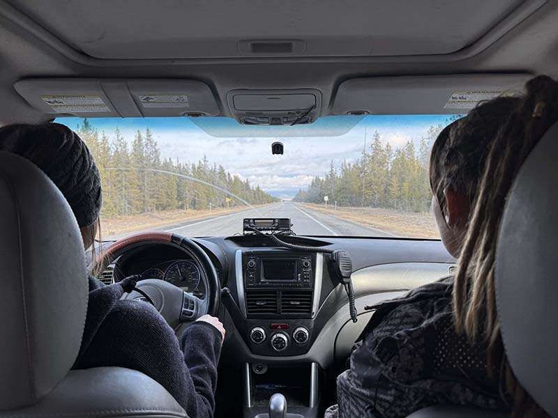 “Road Sweeps”, i.e. monitoring roads for signs of bison crossing and hunting activity, are a main part of daily patrols